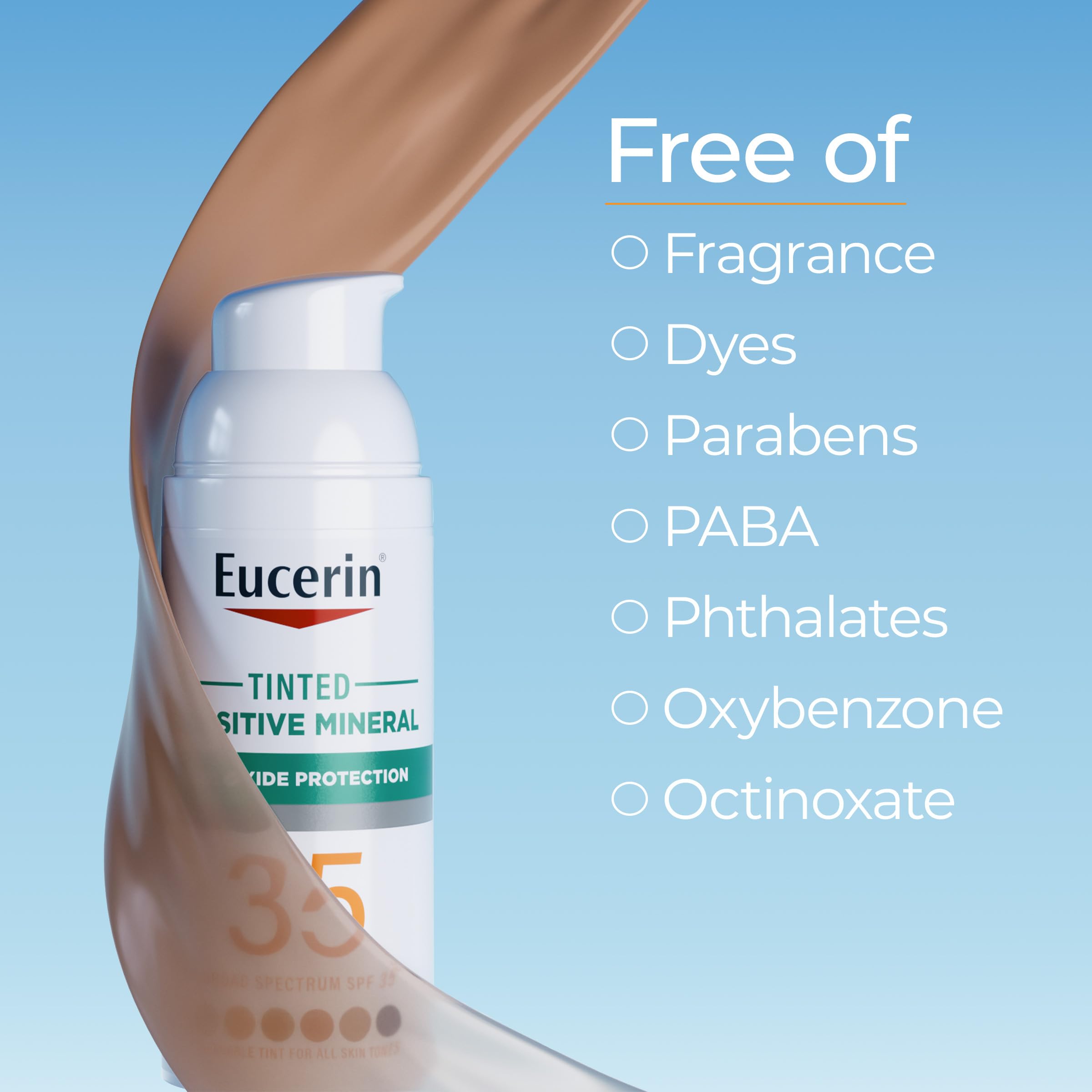 Eucerin sunscreen fits sensitive skin in daily makeup routines.