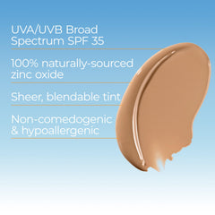 Eucerin Sun Tinted Mineral Sunscreen Lotion applied to the face with a matte finish.