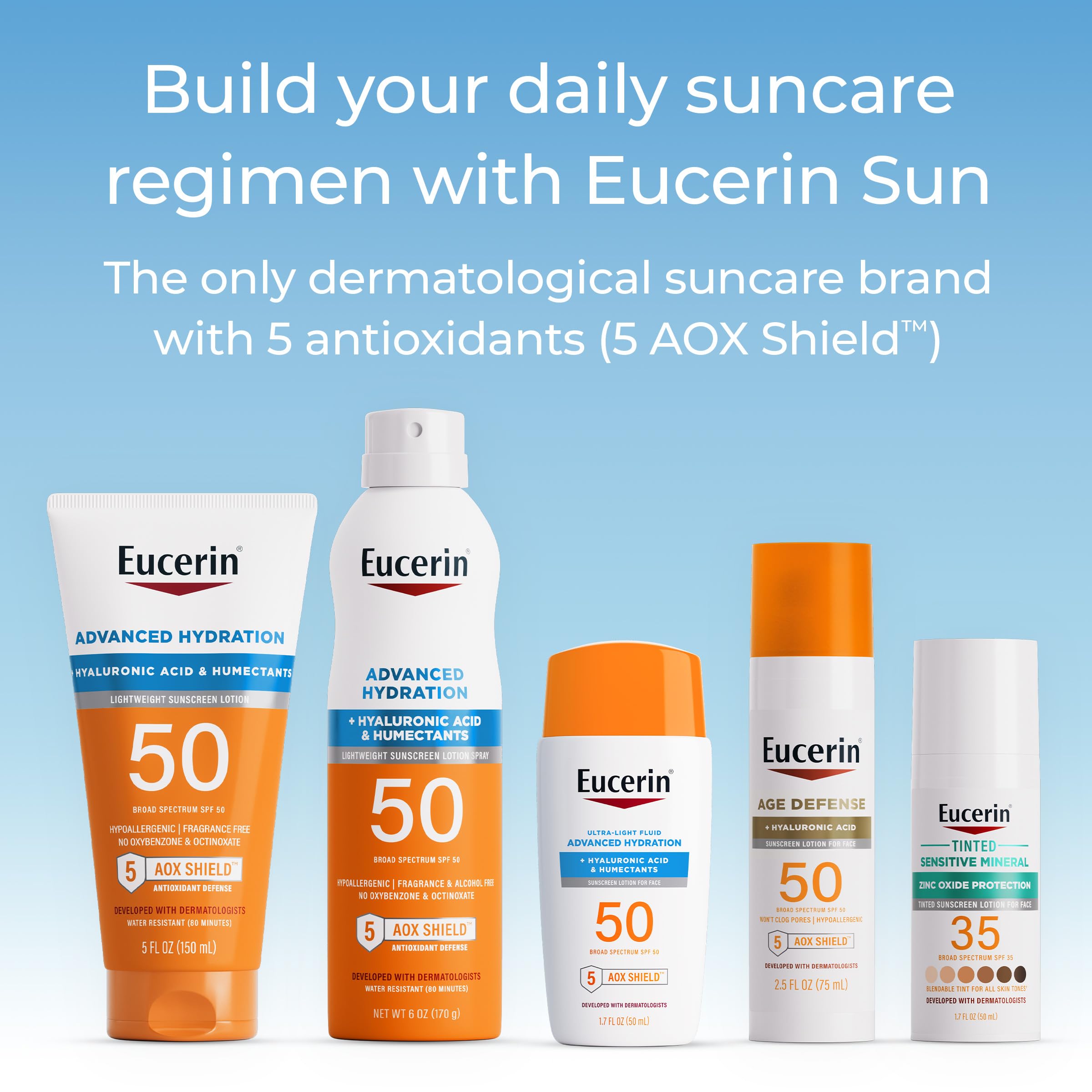 Eucerin Sun Tinted Mineral Sunscreen Lotion fragrance-free and dye-free.