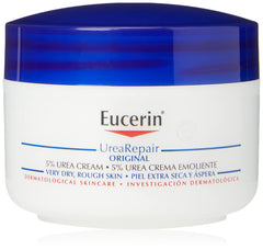 Eucerin UreaRepair 5% Original Cream jar shown for intensive hydration on very dry skin.