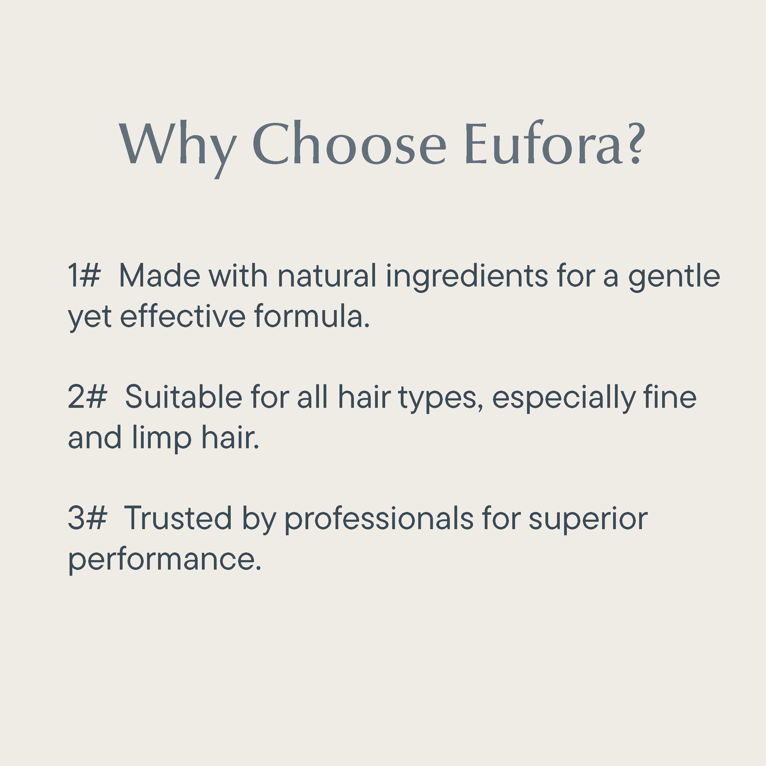 Eufora Full Effect Texturizing Spray finished look with controlled hold and shine.