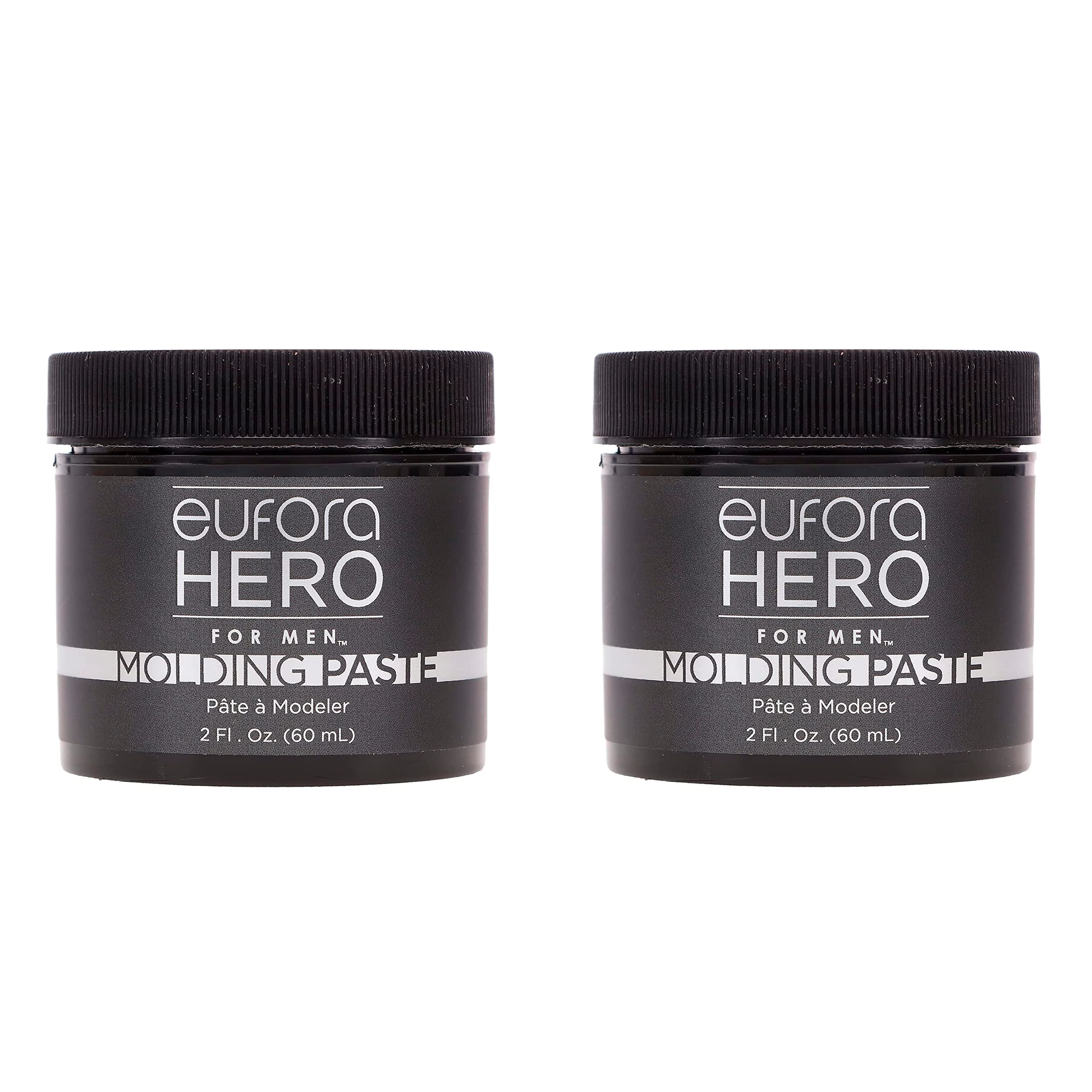 Eufora Hero for Men Molding Paste 2oz-2pack offers flexible hold for textured, natural styles.