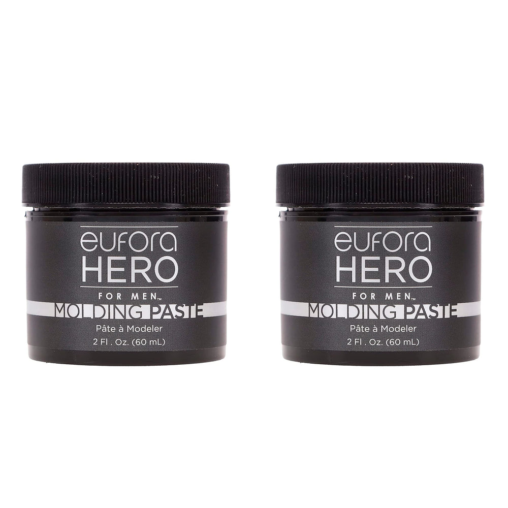 Eufora Hero for Men Molding Paste 2oz-2pack offers flexible hold for textured, natural styles.