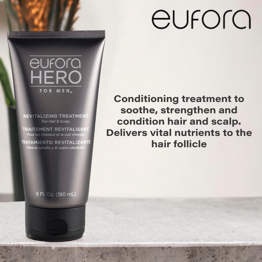 Eufora Hero Men close-up of hair displaying shine and smooth texture