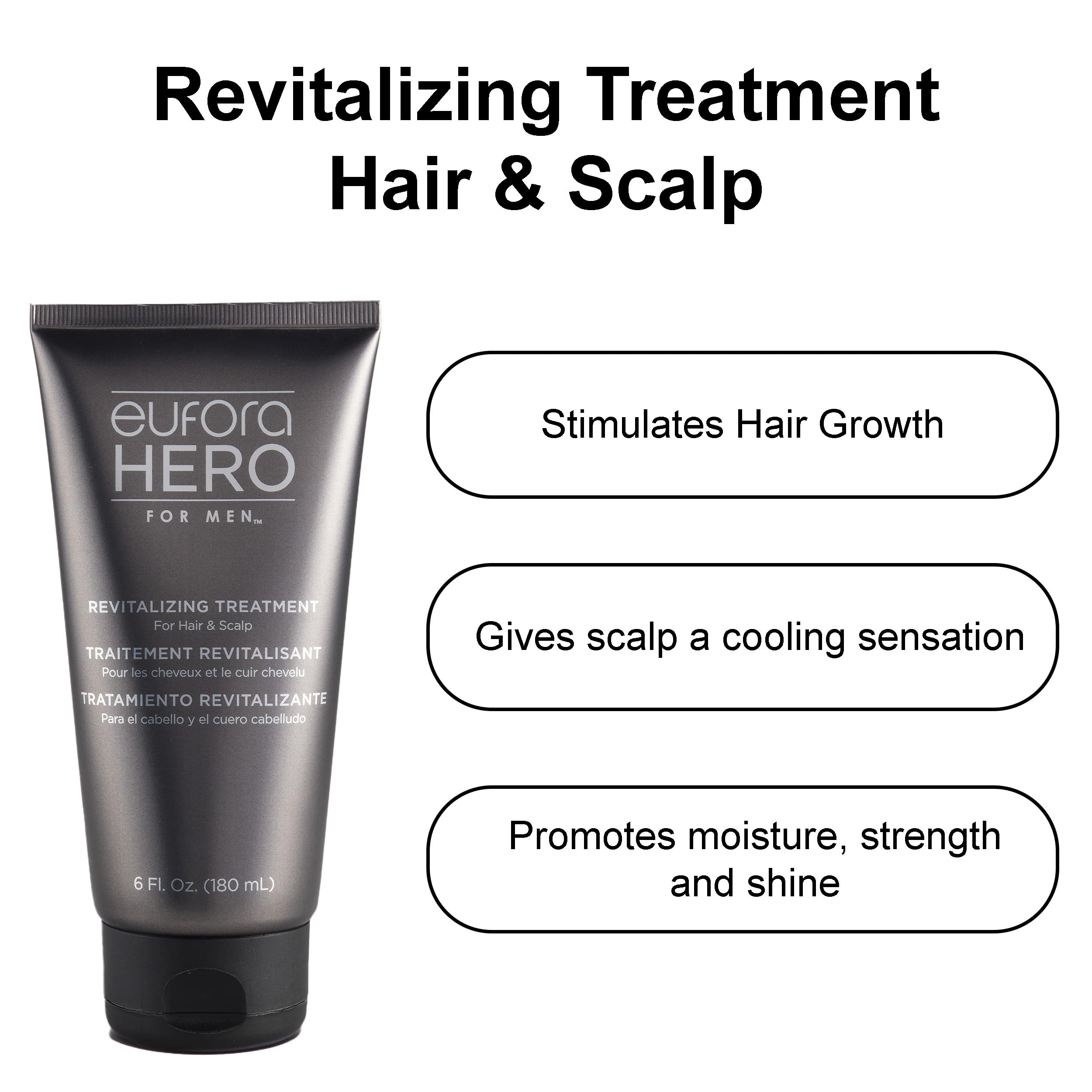 Eufora Hero Men serum pump showing easy scalp application for even distribution