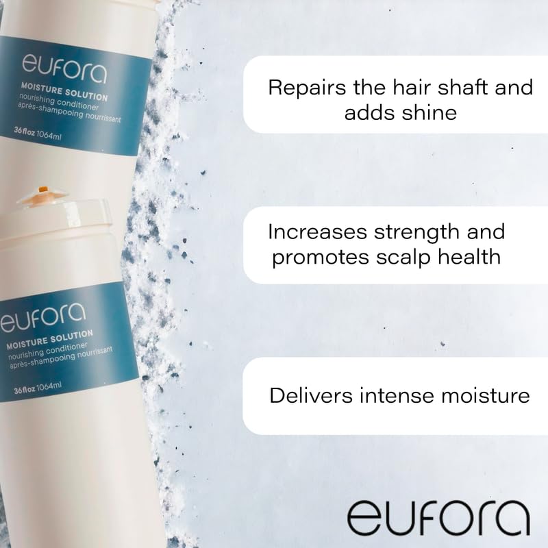 Eufora Moisture Solution Nourishing Conditioner label close-up highlighting hydrating formula