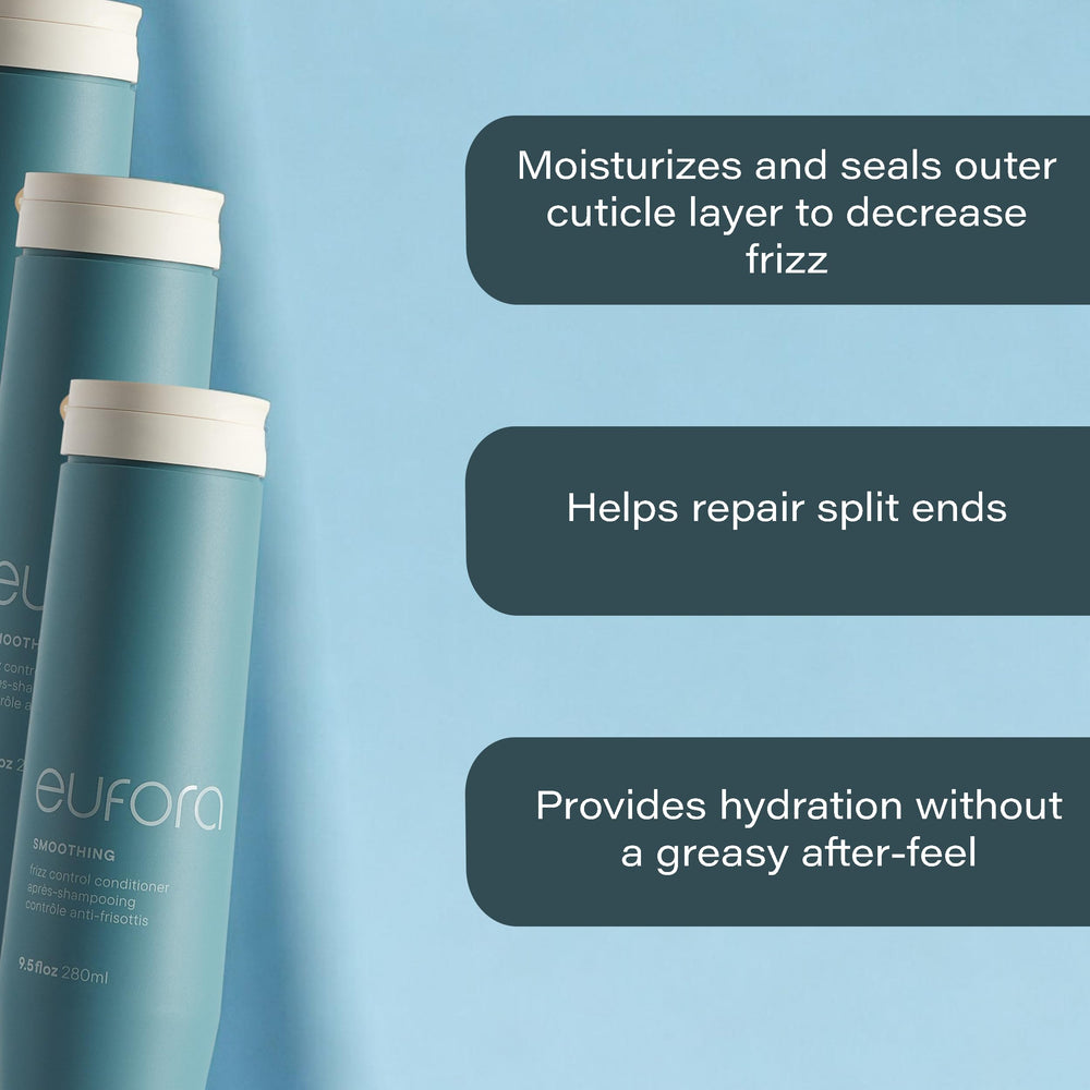 Eufora Smoothing Frizz Control Conditioner application being applied for hydration