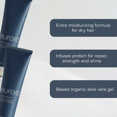 Eufora Urgent Repair Revitalizing Treatment label close-up highlights nourishing formula.