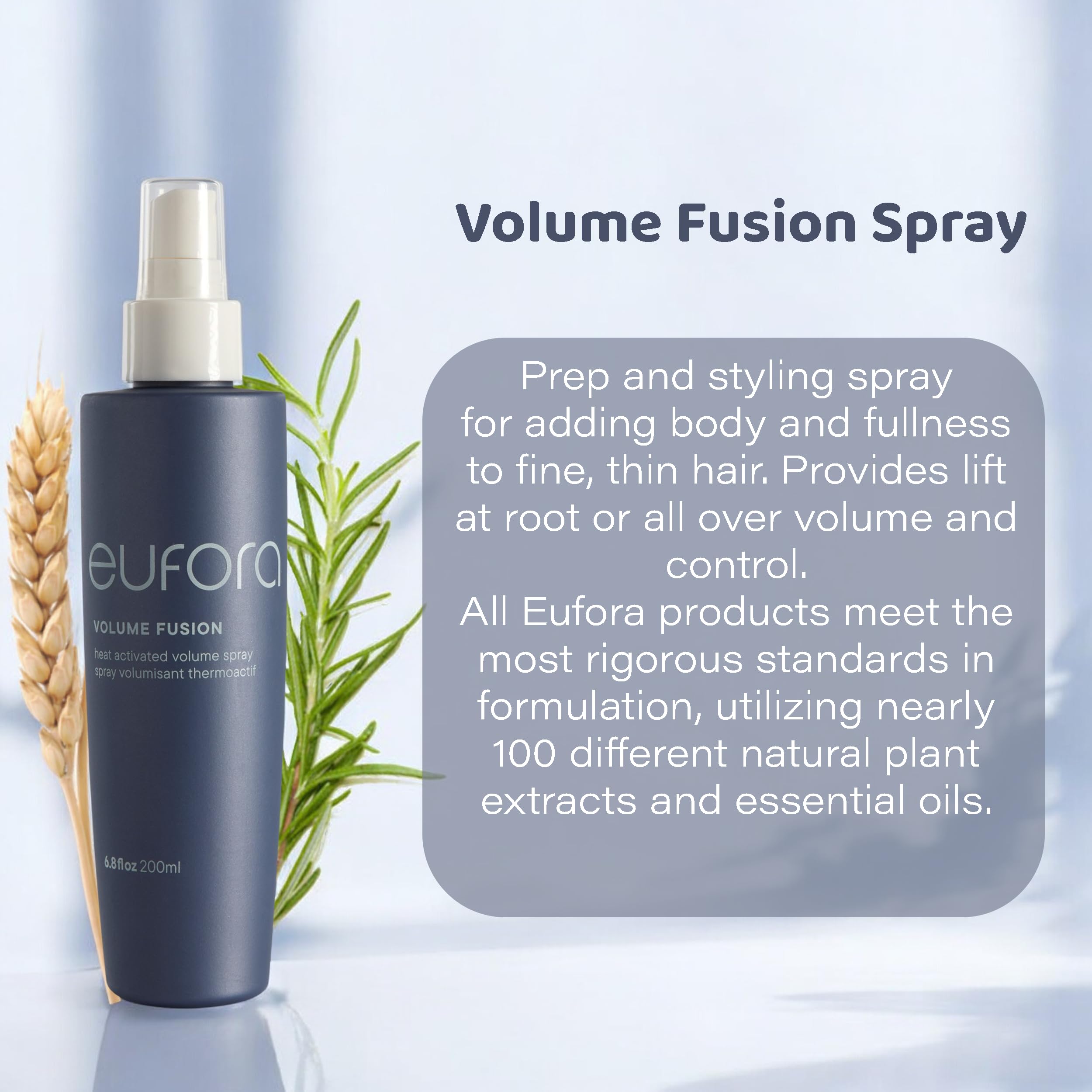 Eufora Volume Fusion after-dry prep for blow dry styling.