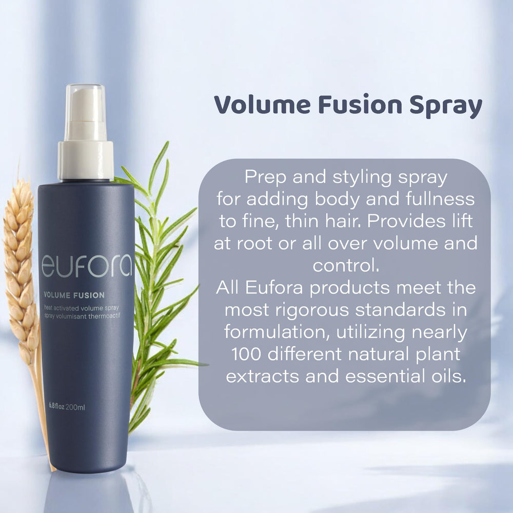 Eufora Volume Fusion after-dry prep for blow dry styling.
