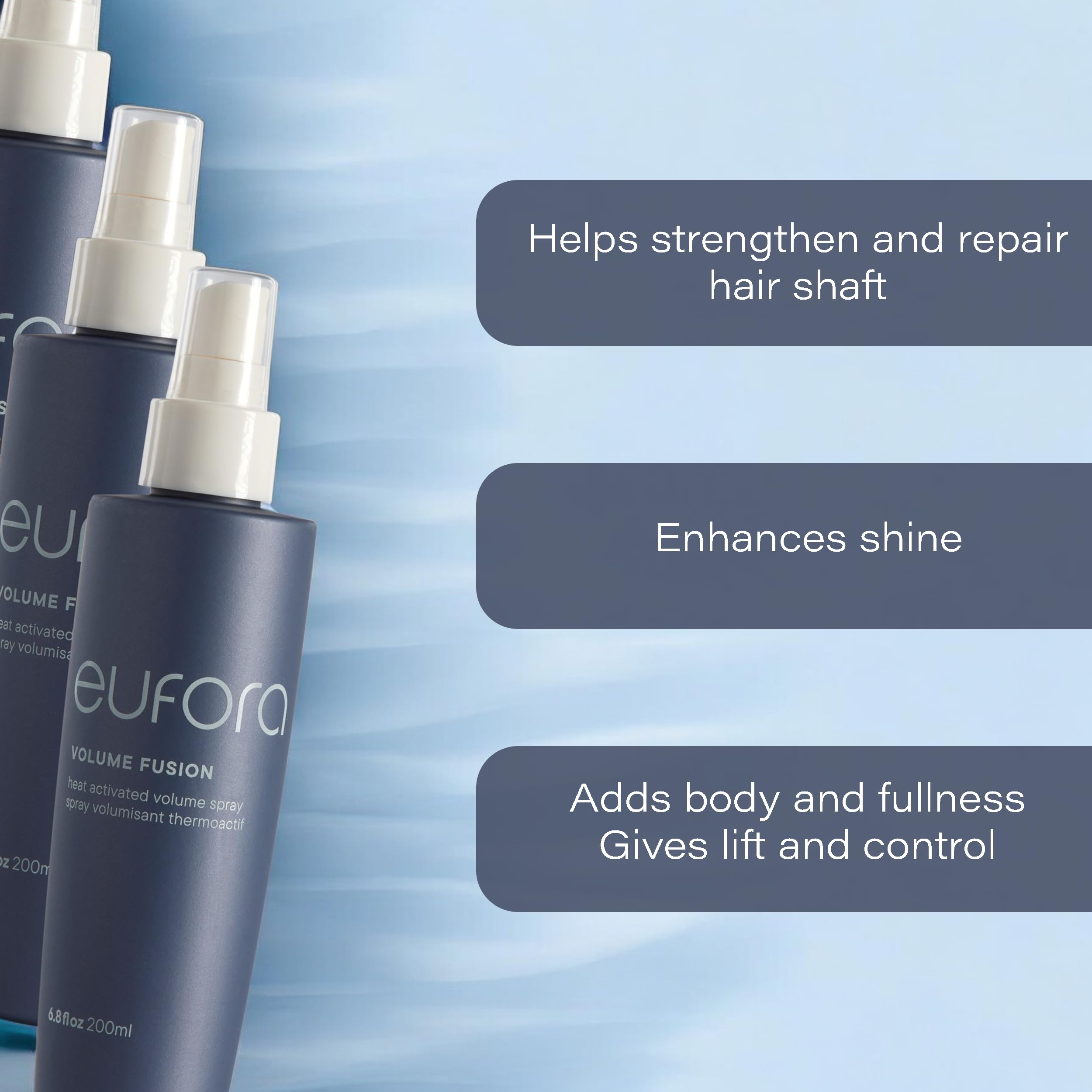 Eufora Volume Fusion root lift on damp hair for body.