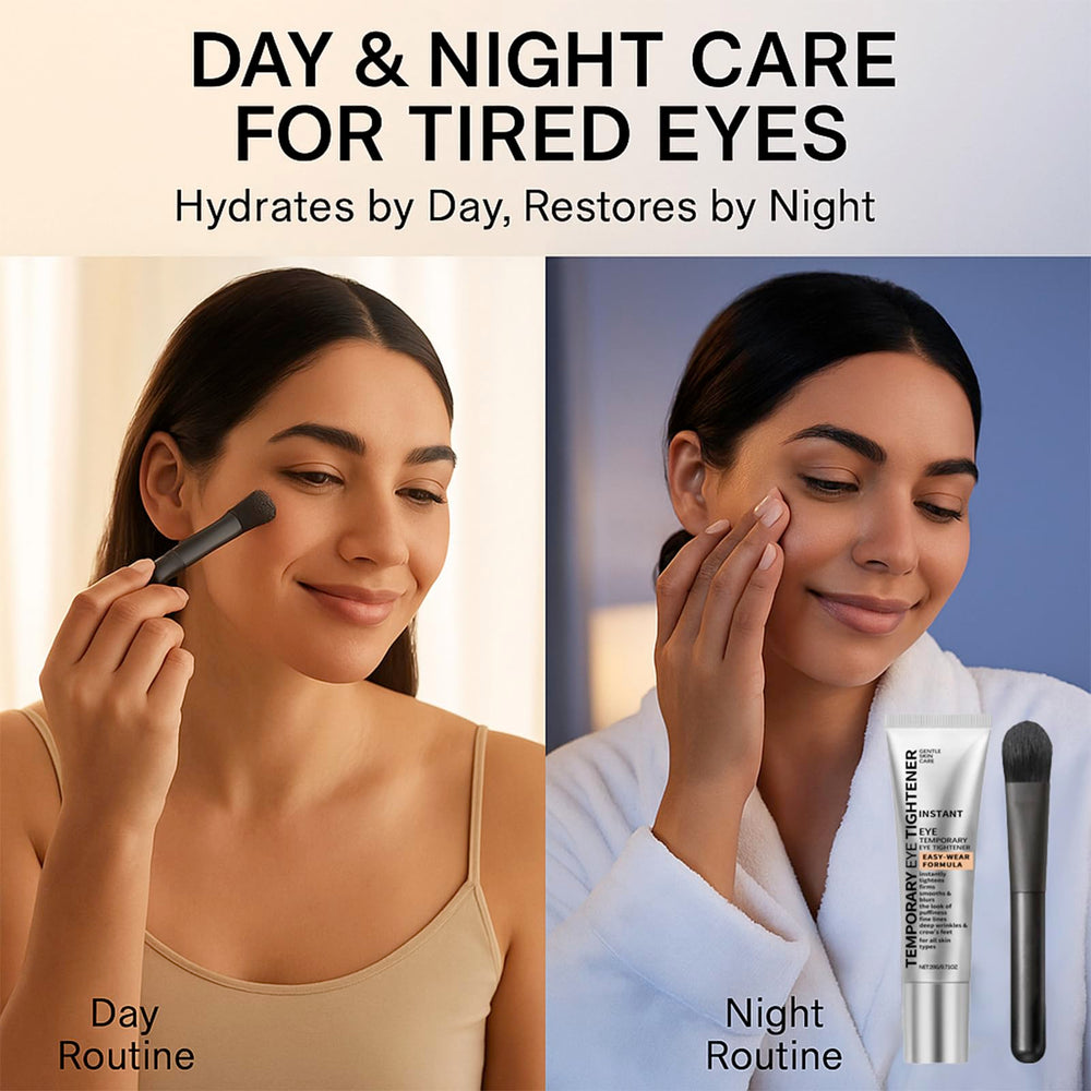 Under-eye area being treated with light, non-greasy finish.