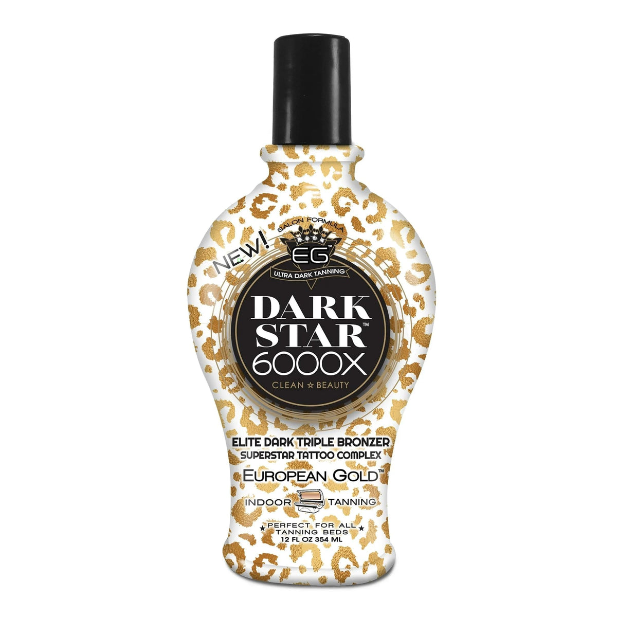 European Gold Dark Star 6000X bottle front showing ultra-dark formula for deep tan