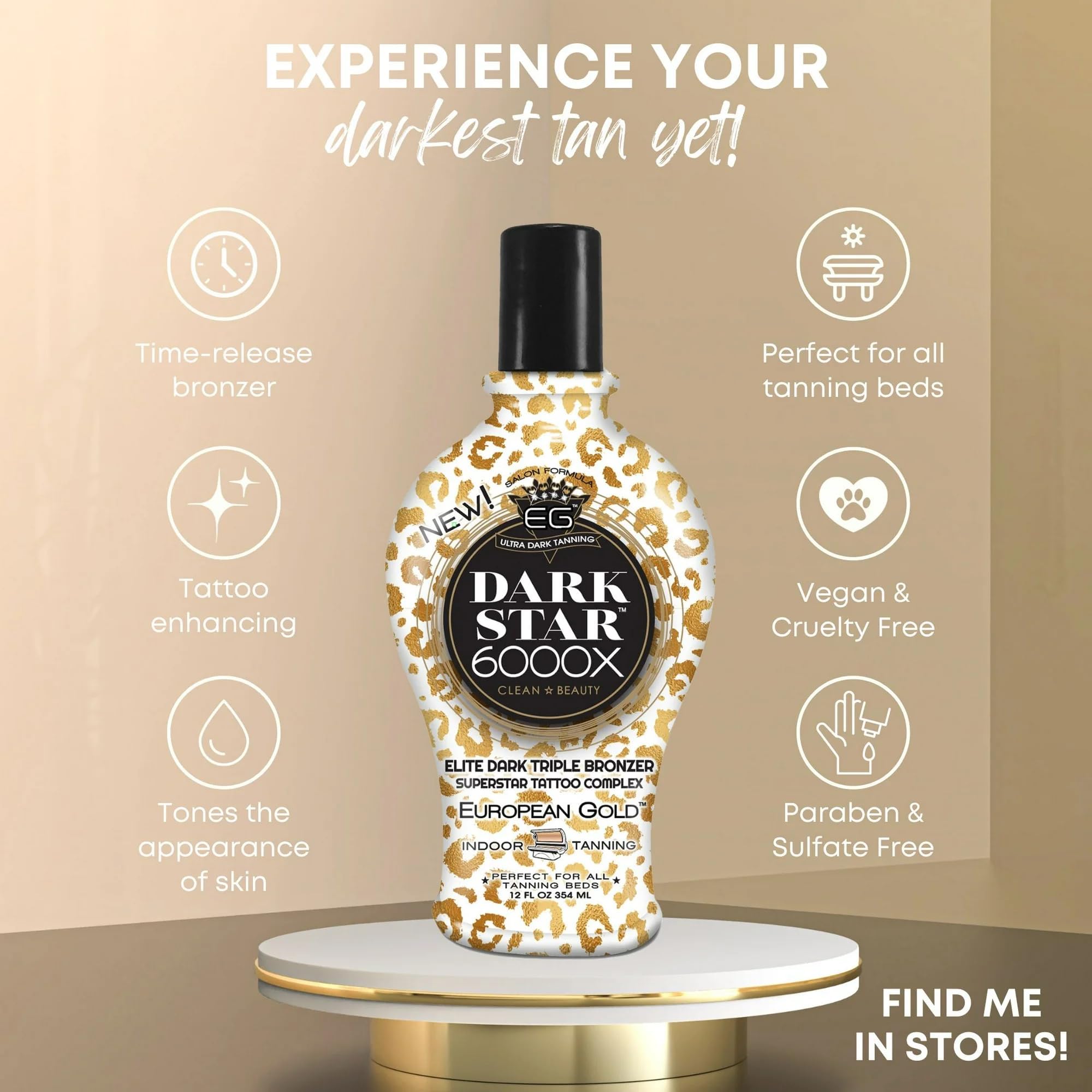 Tattoo vibrancy kept during tanning with European Gold Dark Star 6000X