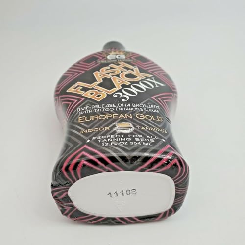European Gold Flash Black 3000X lotion application shows smooth, even coverage