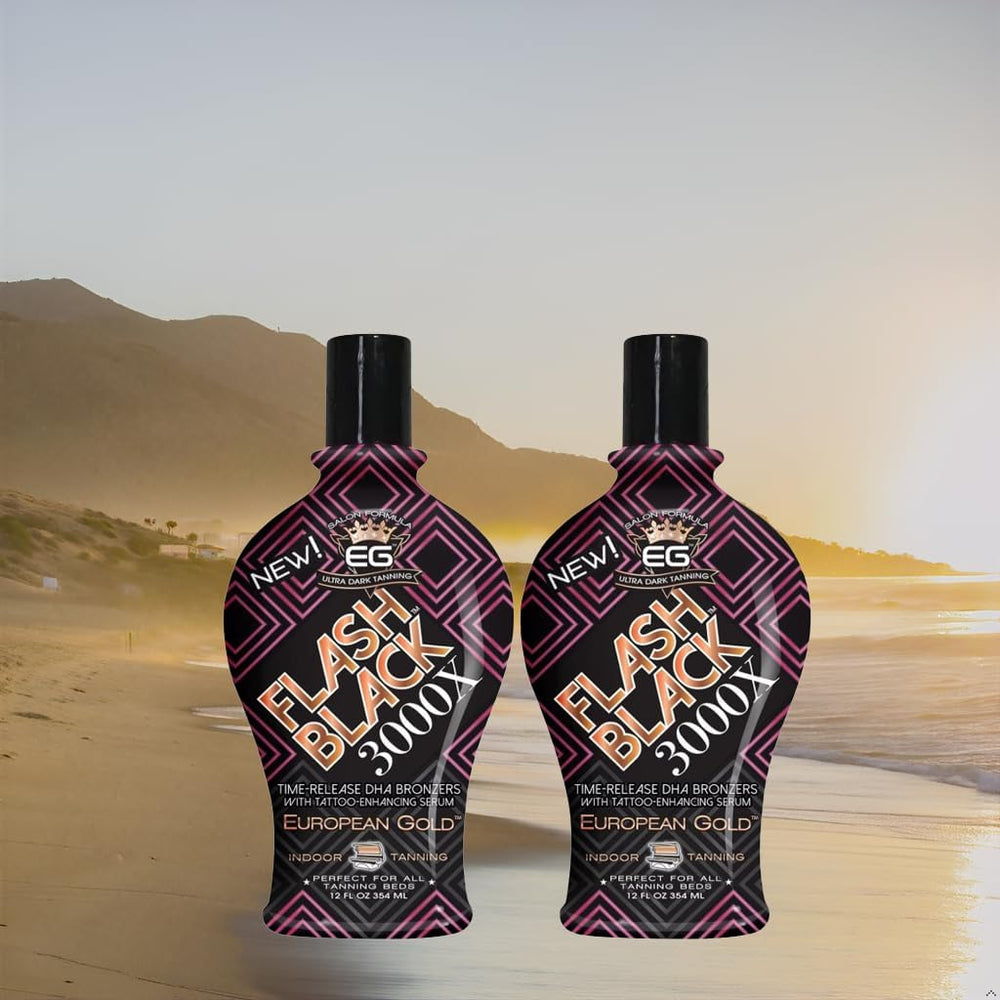 European Gold Flash Black 3000X with nourishing oil blend for skin