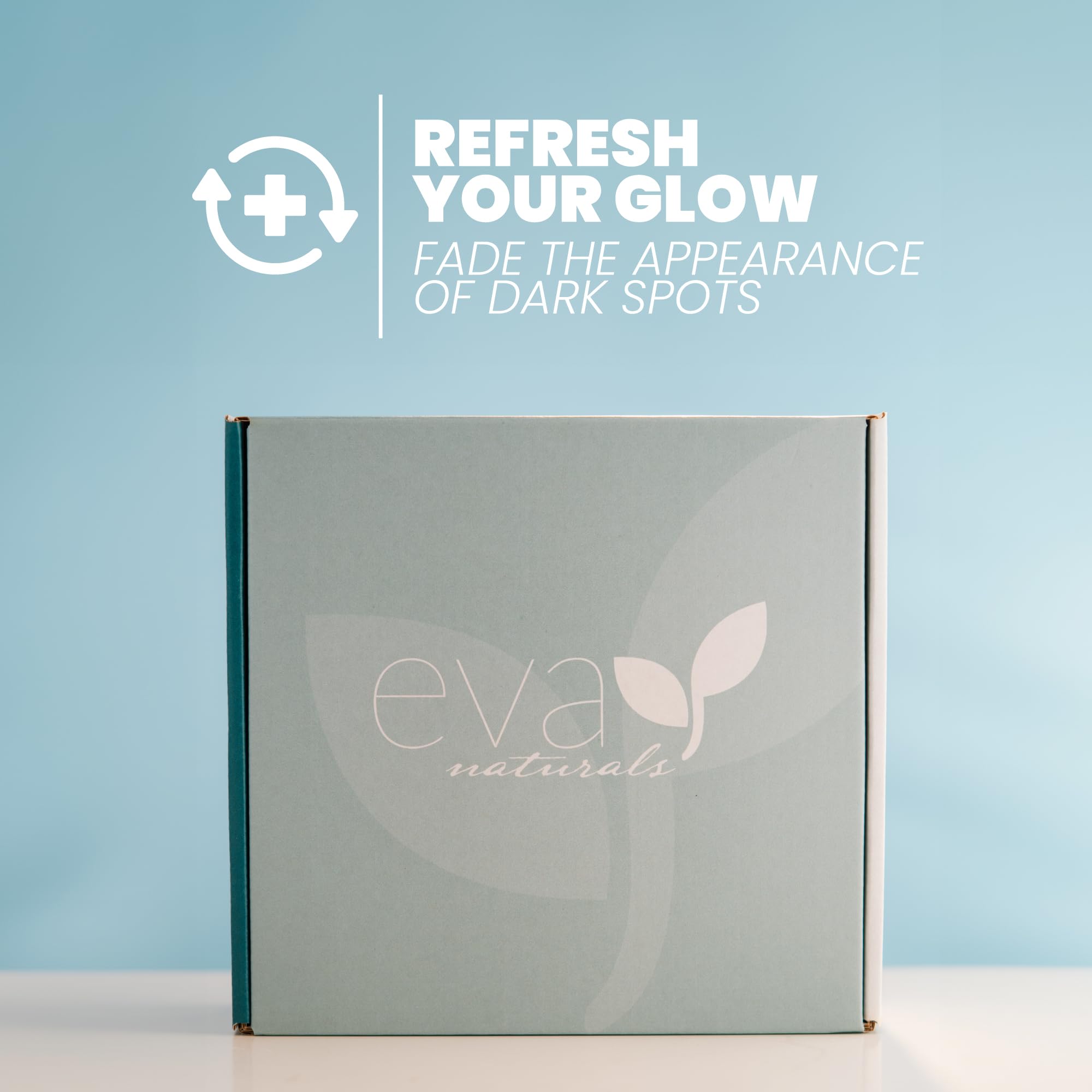 Eva Naturals Firming Eye Gel tub showing cooling texture for smooth under-eye area.