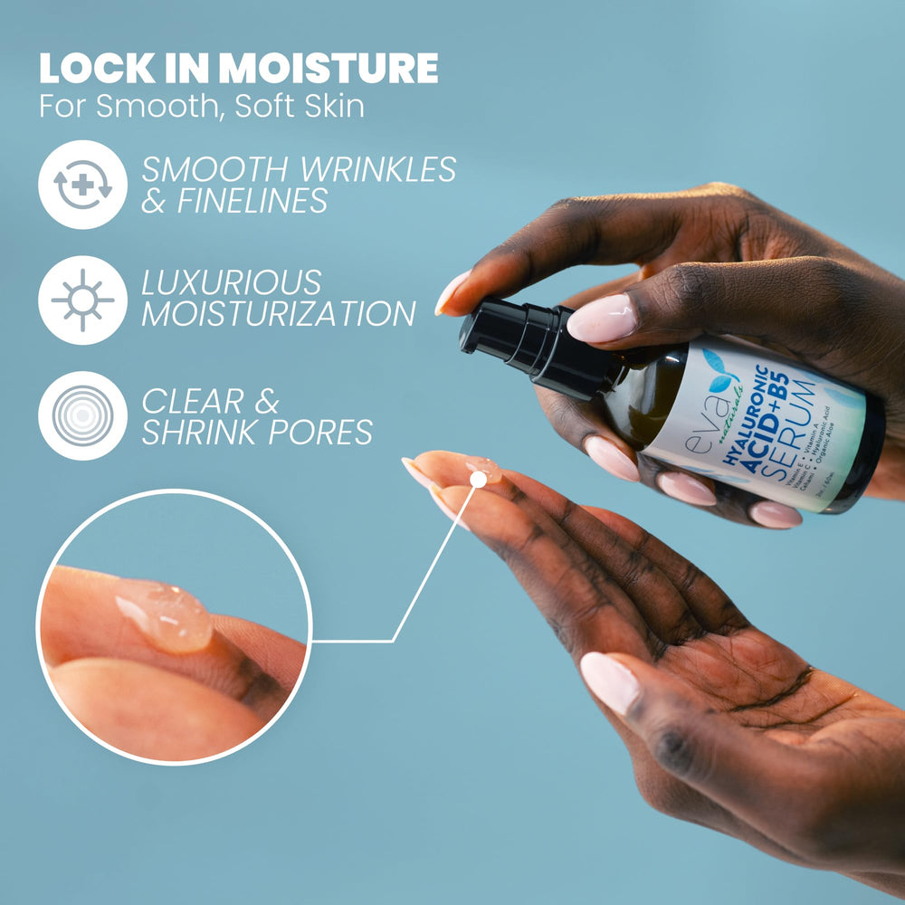 Closeup of Eva Naturals serum bottle cap highlighting secure daily use packaging