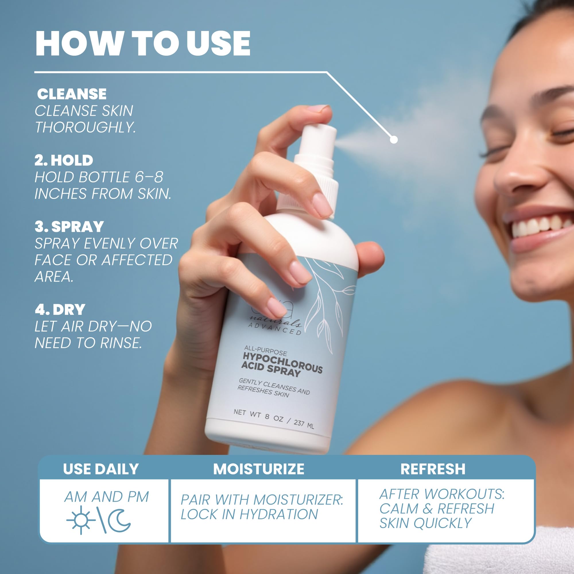 Eva Naturals HOCl mist suitable for face and body cleansing