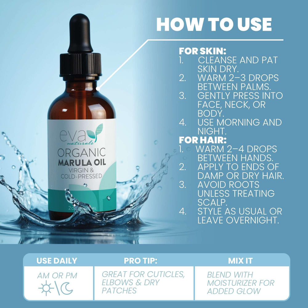 Body care using Eva Naturals Marula Oil as a moisturizer