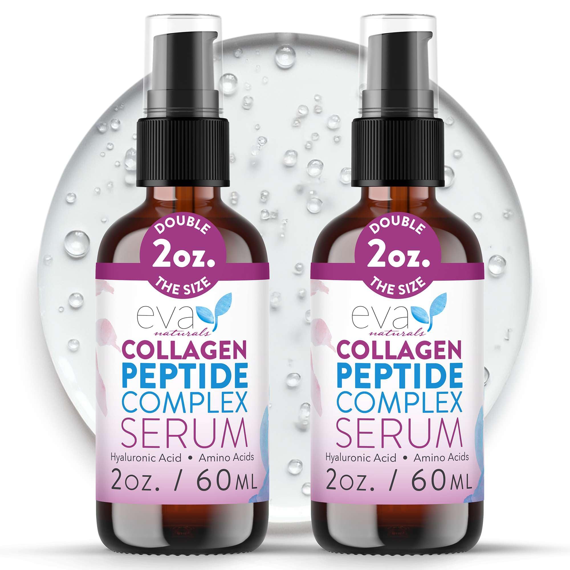 Eva Naturals Multi Peptide Face Serum bottle close-up for anti-aging care