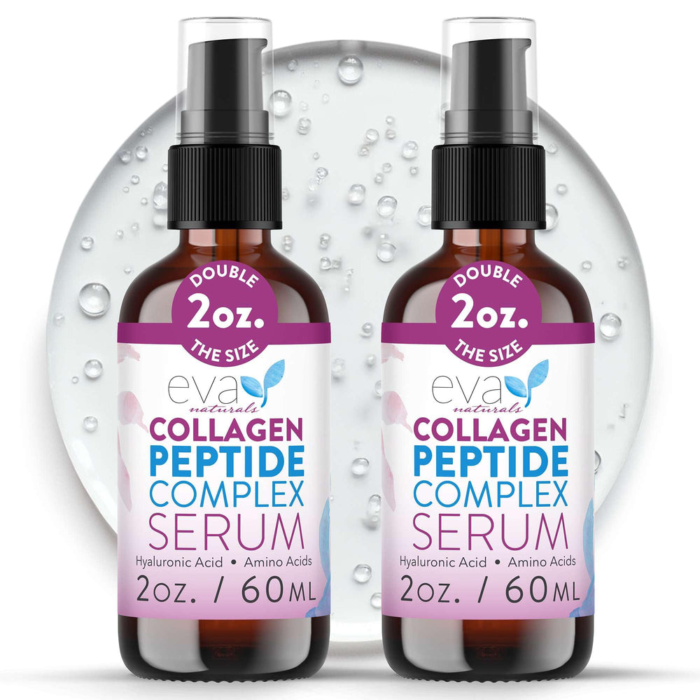 Eva Naturals Multi Peptide Face Serum bottle close-up for anti-aging care