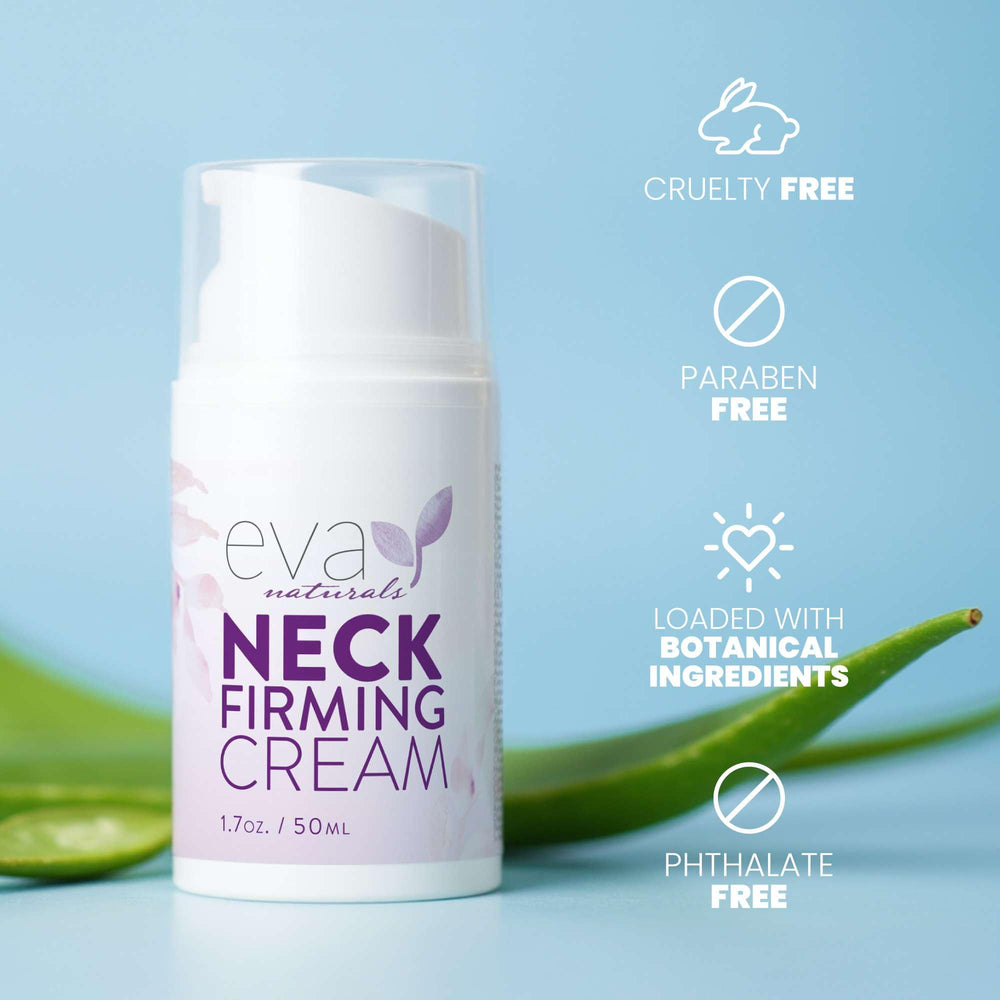 Ingredients label of Eva Naturals Neck Firming Cream highlighted