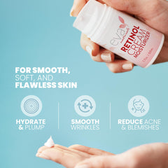 Eva Naturals retinol cream application swatch demonstrates creamy texture for night routine.