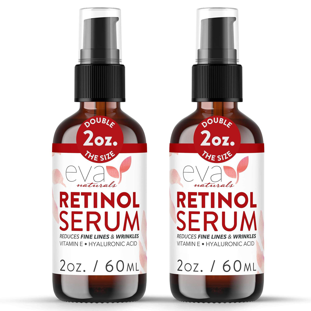 Eva Naturals retinol serum bottle showing premium anti-aging formula for nightly use