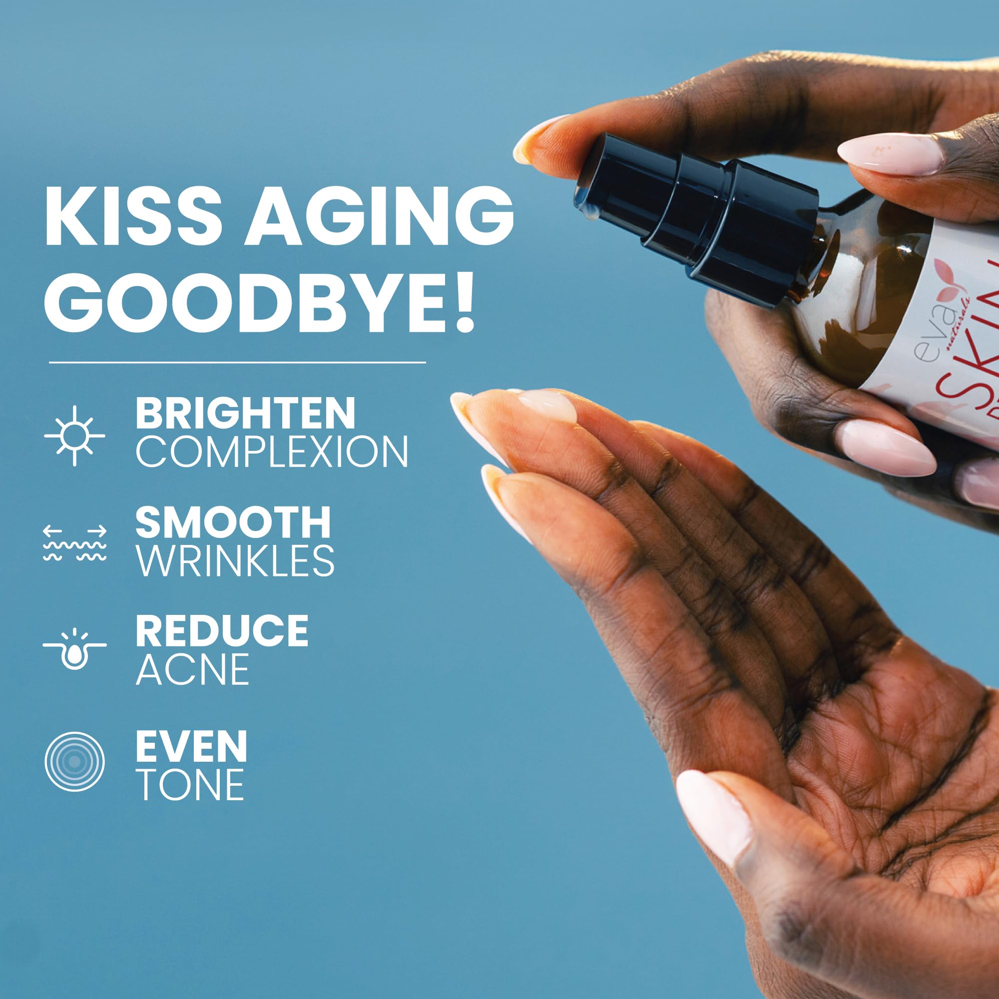 Evening glow with Eva Naturals Retinol Serum suggesting potential brightening.