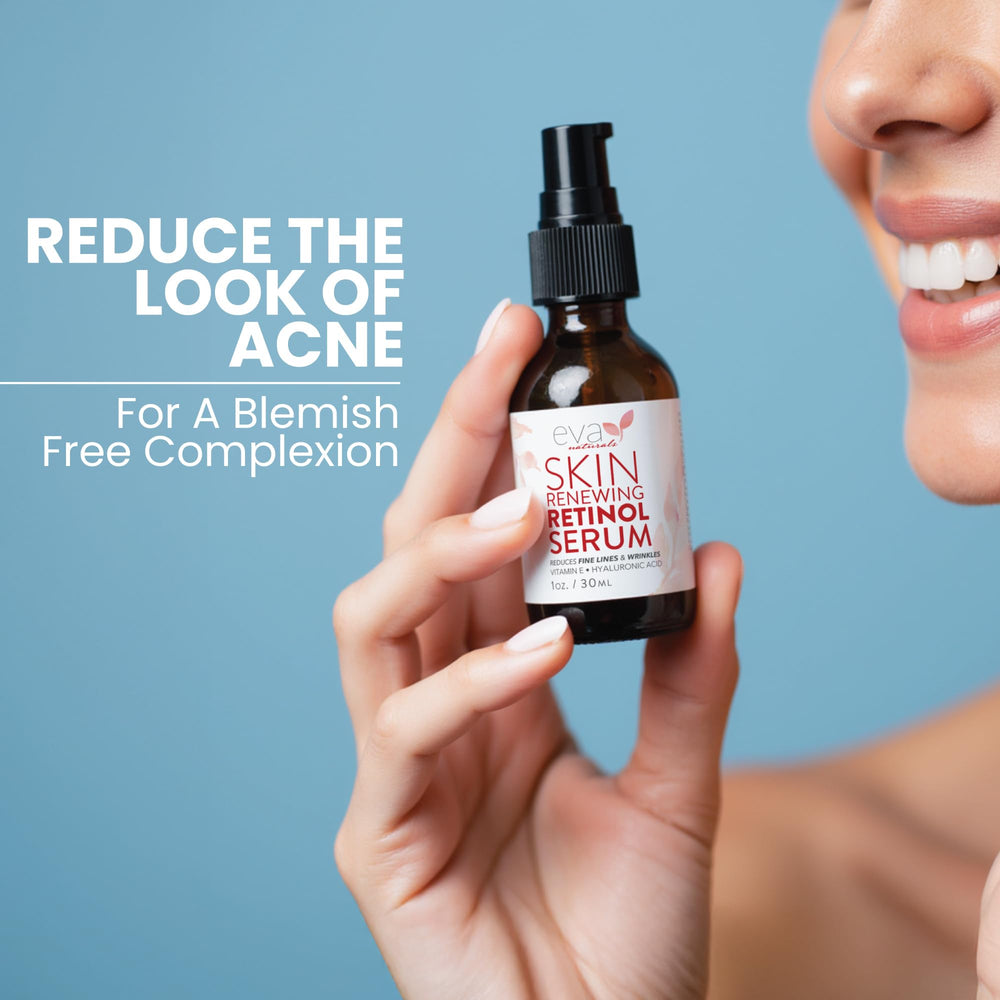 Eva Naturals Retinol Serum on hand shows silky texture for blending.