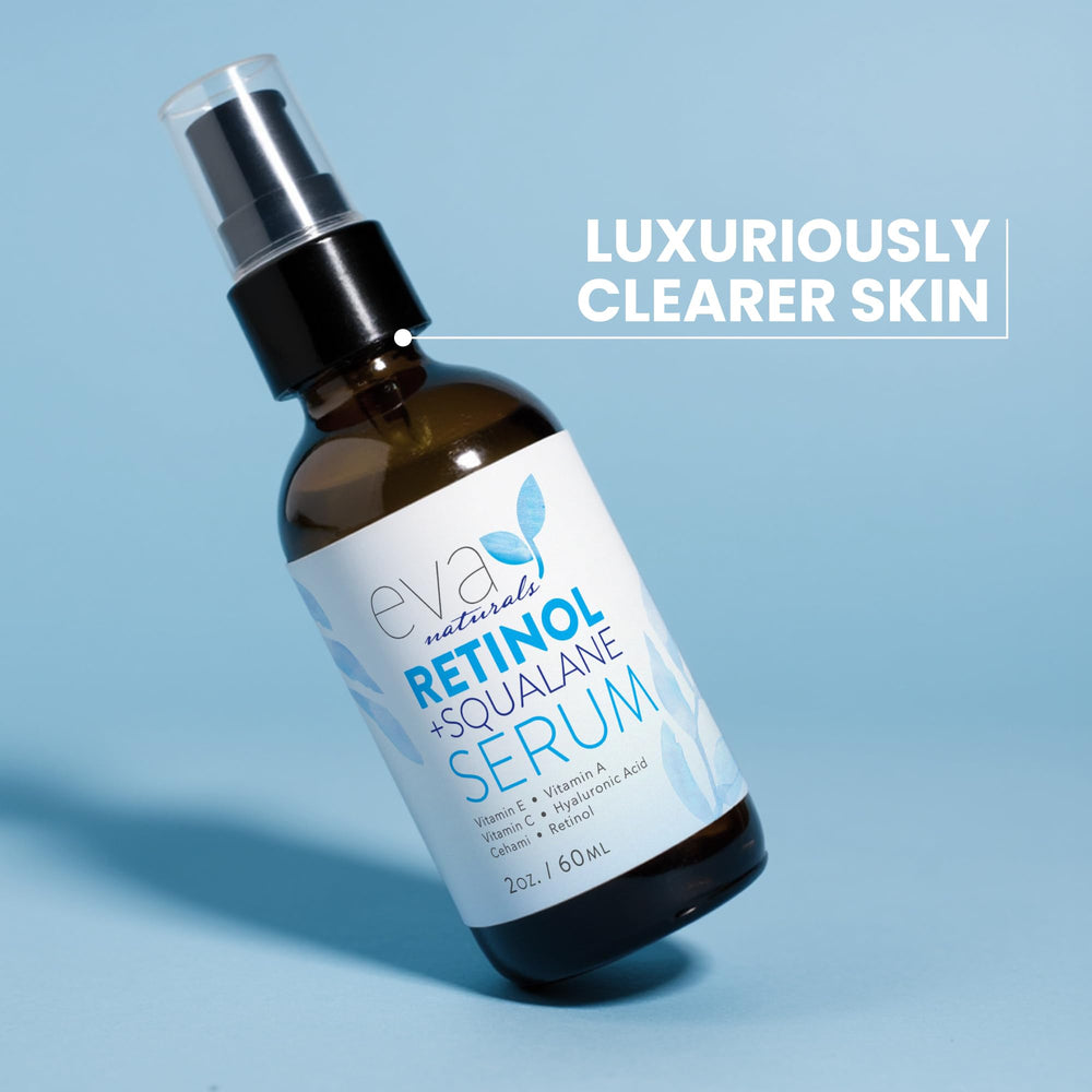 Eva Naturals retinol and squalane night use glow on skin after application