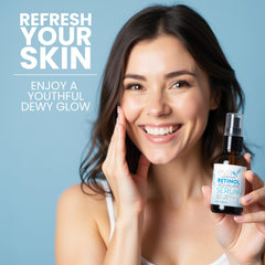 Eva Naturals retinol serum packaging on bathroom shelf emphasizes convenient nightly routine
