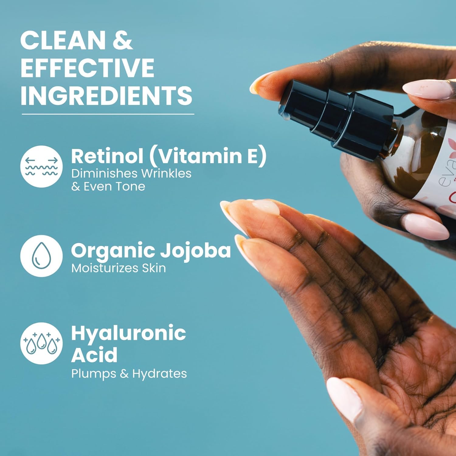 Applying Eva Naturals serum to skin for an easy nightly routine