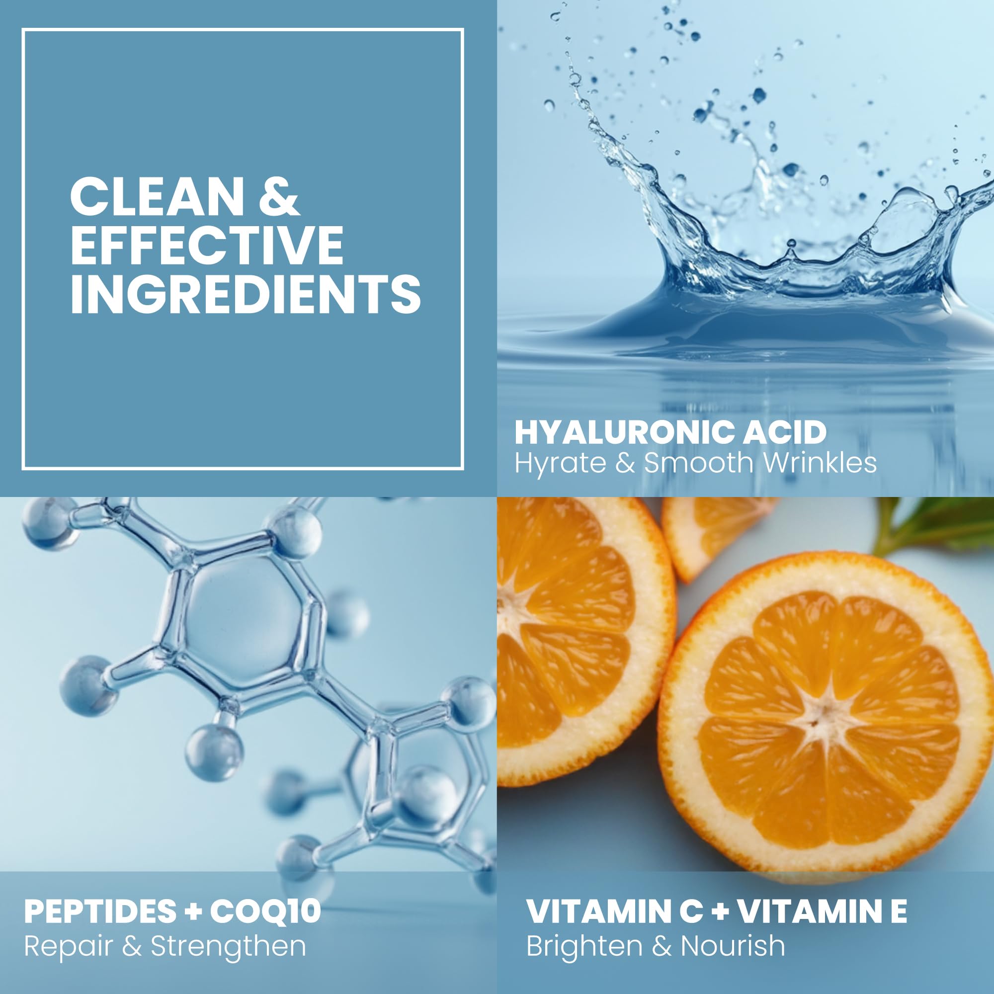 Peau lumineuse après usage du sérum hyaluronique Eva Naturals.