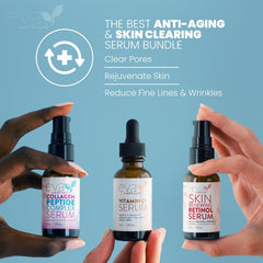 Eva Naturals Trifecta Retinol serum bottle targets pores and fine lines.