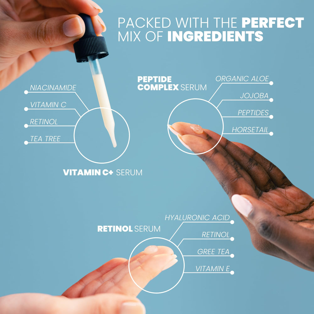 Eva Naturals Trifecta serum dropper closeup for precise application.