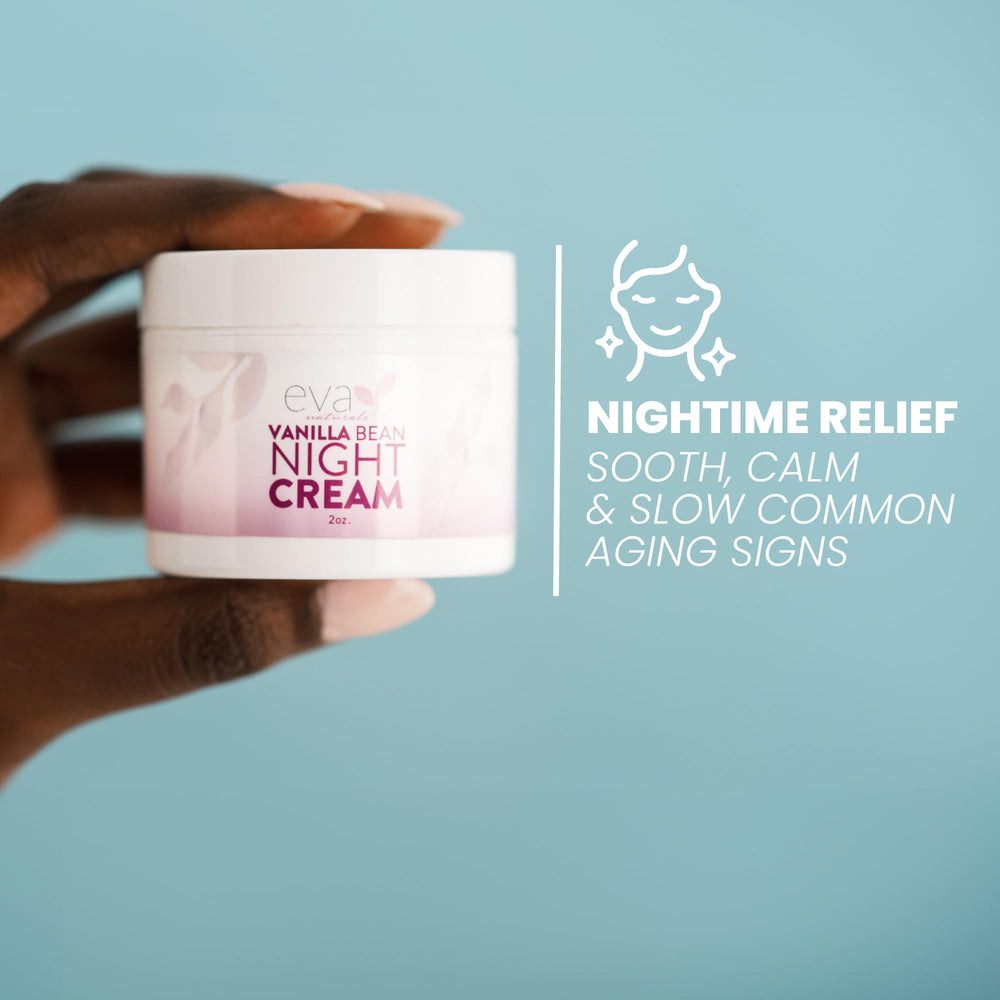 Eva Naturals Vanilla Bean Night Cream vanilla scent evokes a soothing bedtime ritual