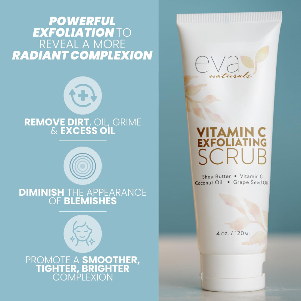 Texture closeup of Eva Naturals Vitamin C Scrub showing gentle exfoliation.
