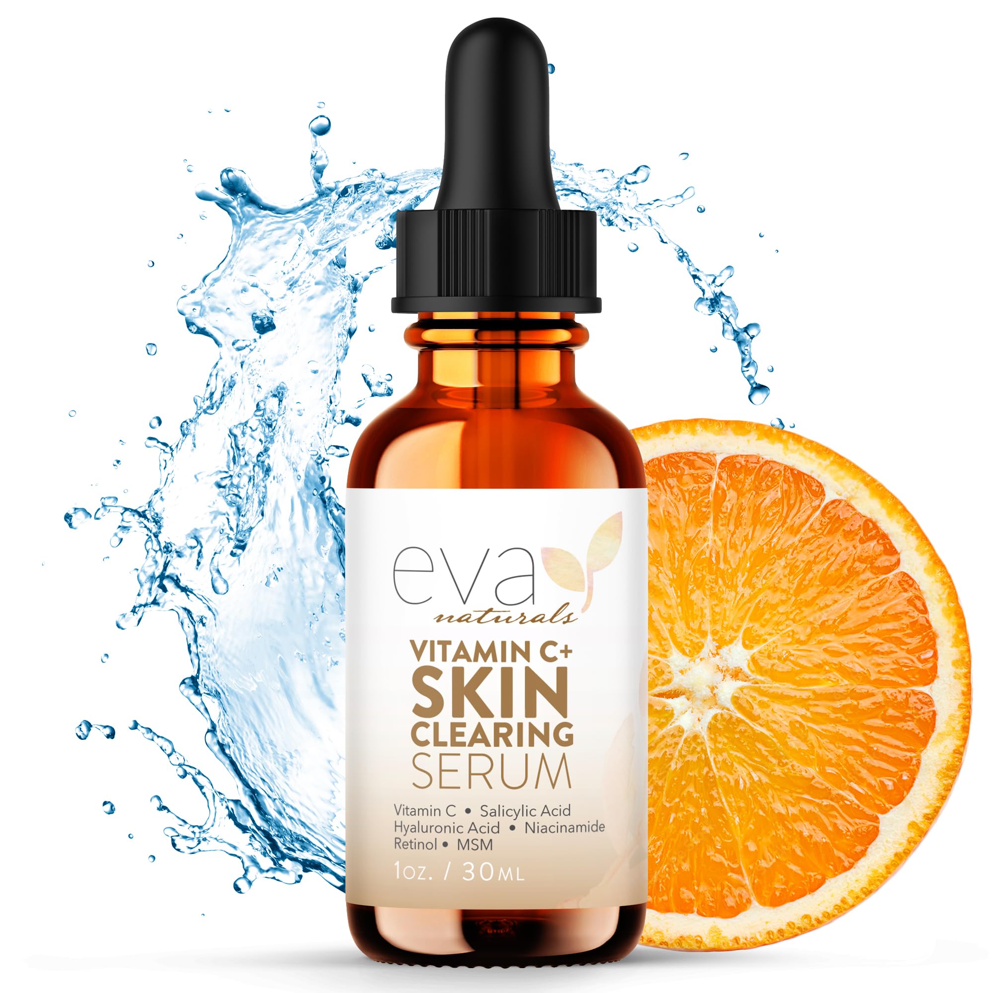 Eva Naturals Vitamin C Serum bottle pour for easy application and fast absorption.