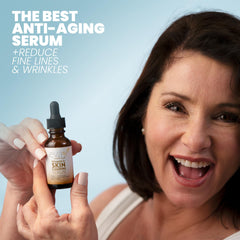 Eva Naturals Vitamin C Serum label close-up highlighting actives for brighter skin.