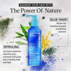 Eva NYC blue-toned leave-in cream neutralizes brass on brunette hair.