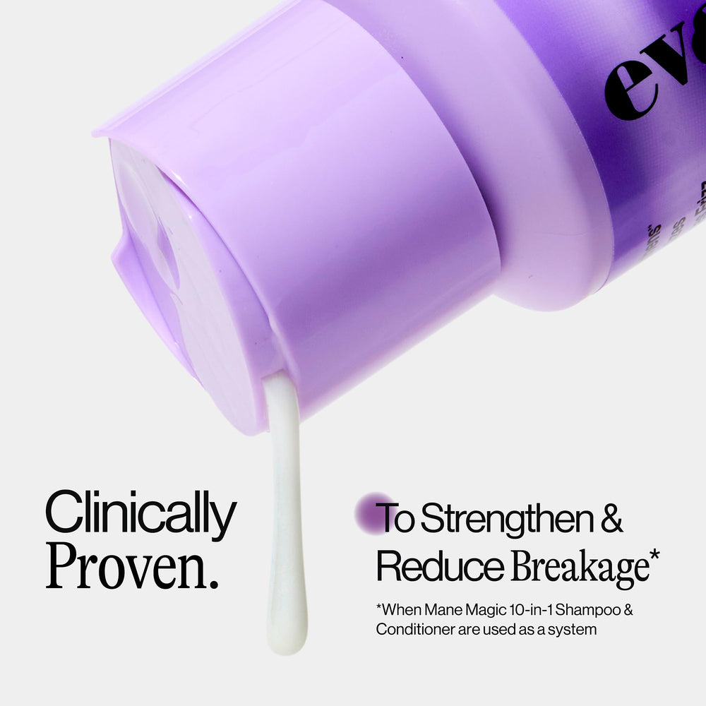 Eva NYC Mane Magic product in hand illustrates easy application for daily conditioning.
