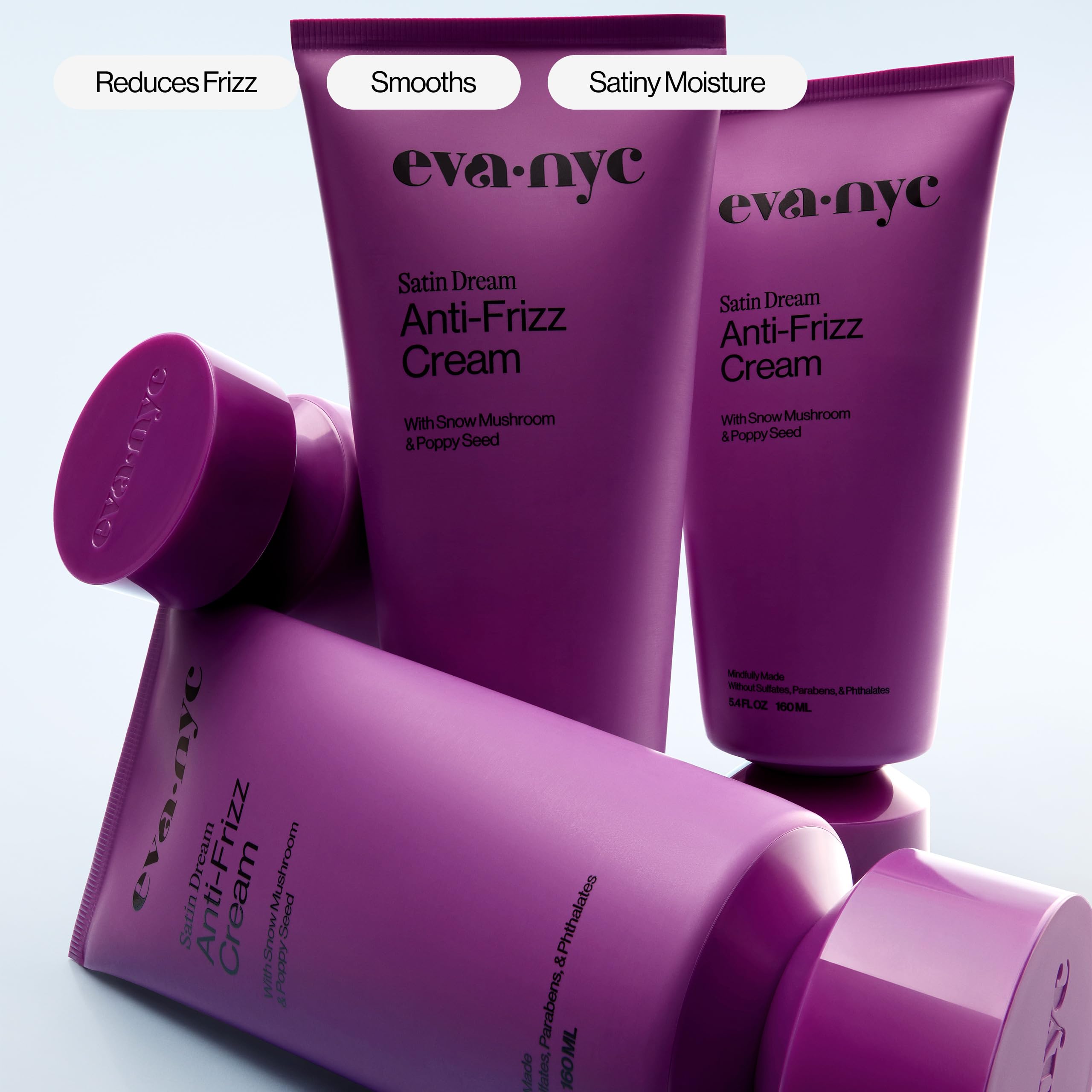 Hair with soft frizz-free shine after Eva NYC Satin Dream