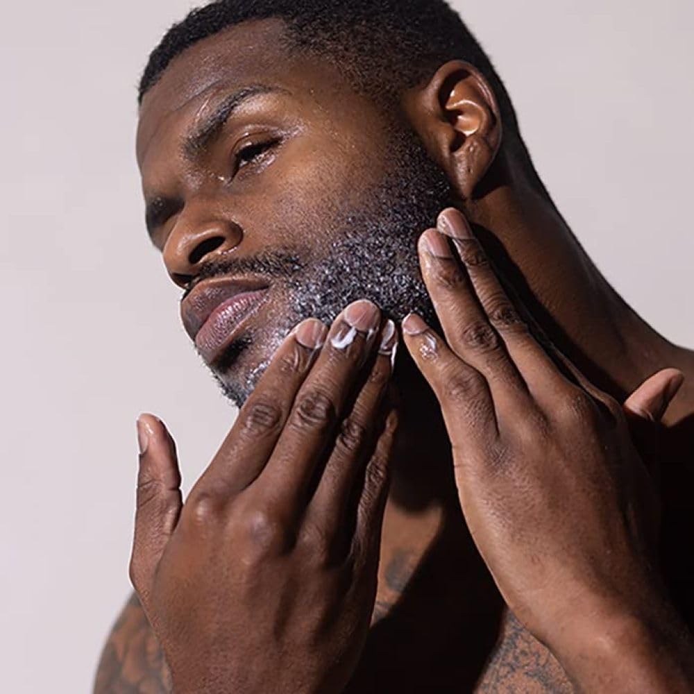 Closeup of beard smoothing with Evan Alexander Grooming conditioner