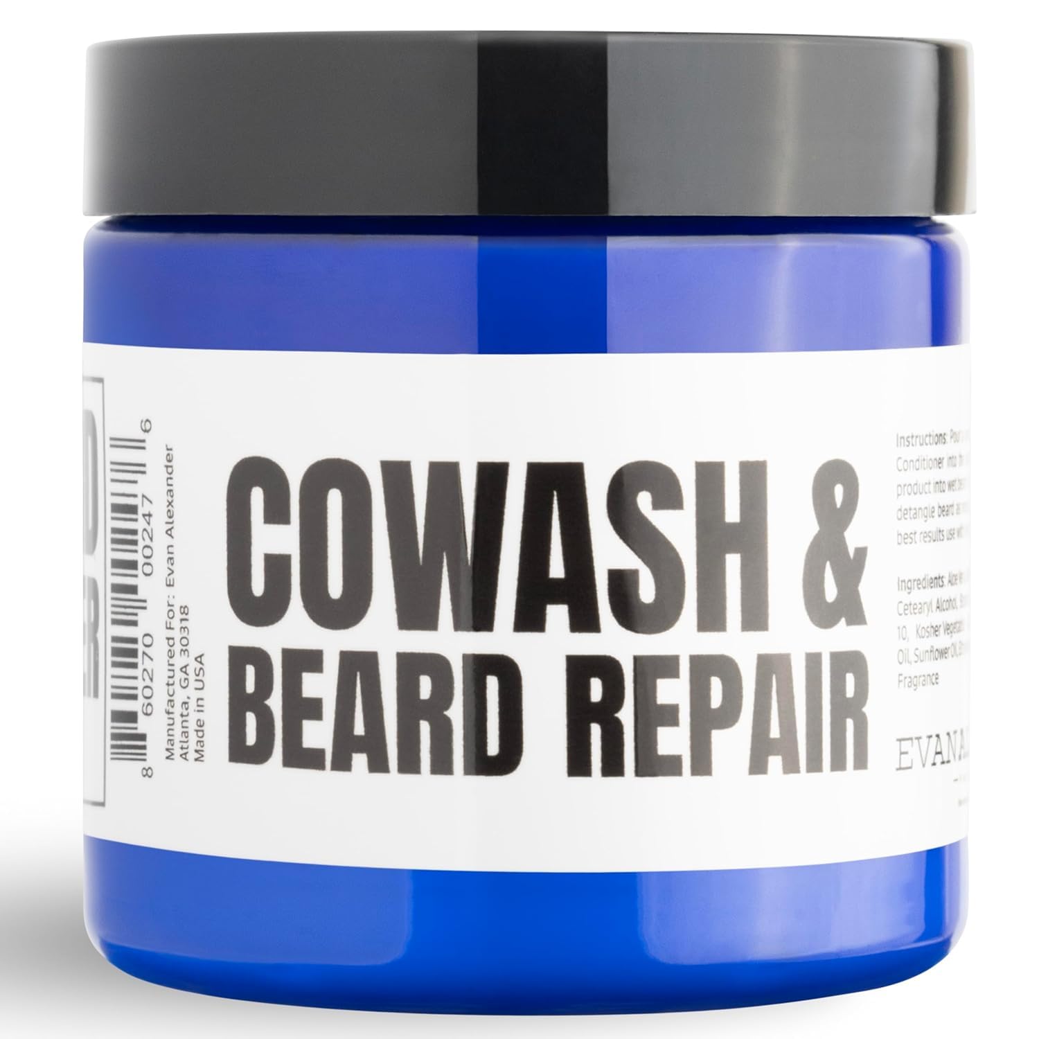 Label shows earthy tobacco amber fragrance in Evan Alexander Grooming