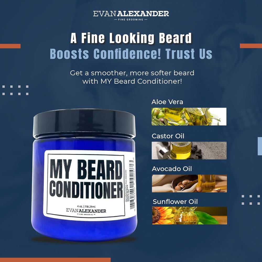 Aloe vera and natural ingredients highlighted in Evan Alexander Grooming conditioner