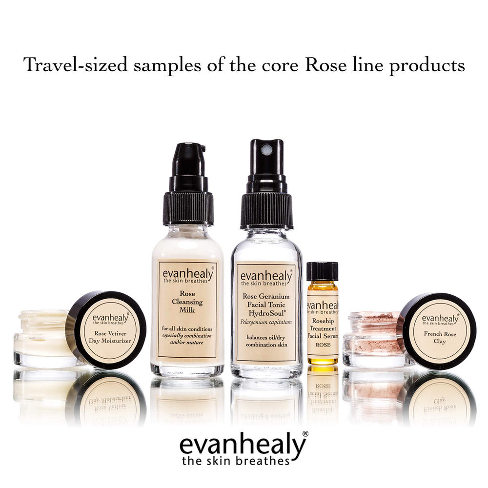 evanhealy Travel Kit Packaging shows the 5-piece routine on the go
