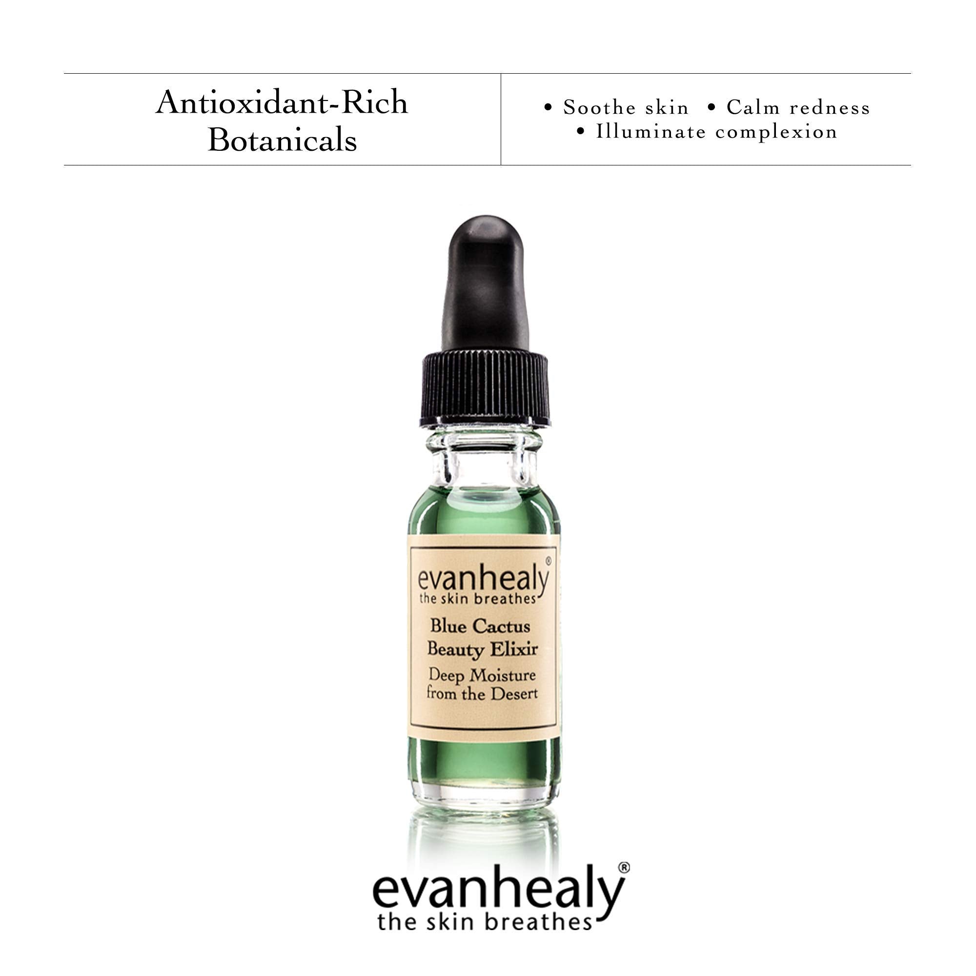 Evanhealy Blue Cactus Serum texture closeup reveals silky, fast-absorbing finish.