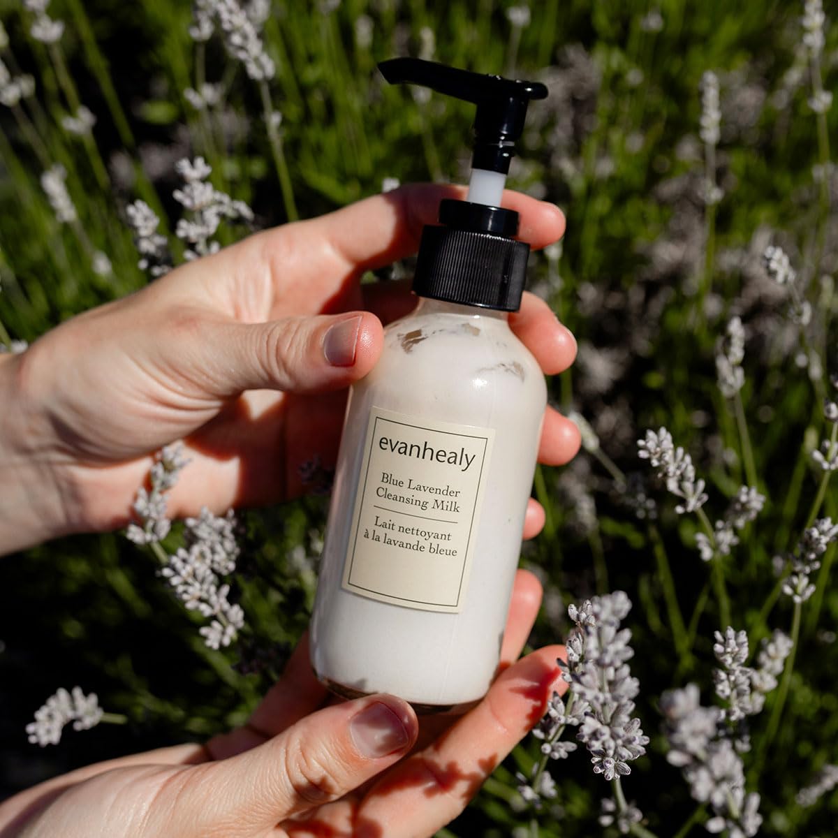 Evanhealy Blue Lavender Cleansing Milk lather texture for deep yet gentle cleanse.